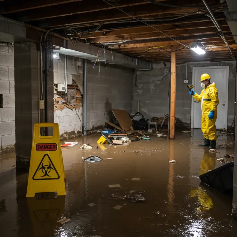 Flooded Basement Electrical Hazard in Versailles, IN Property