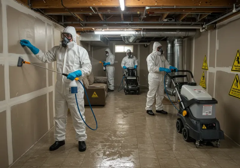 Basement Moisture Removal and Structural Drying process in Versailles, IN